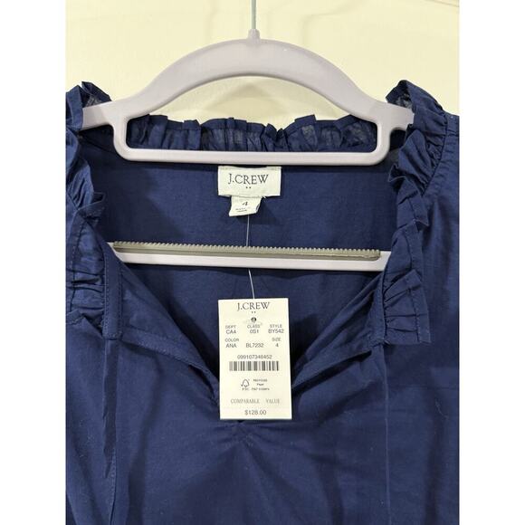 J.Crew Factory Midi Dress Size 4 Navy Tiered Fit & Flare NWT Tie-Neck Sleeveless - Picture 5 of 15